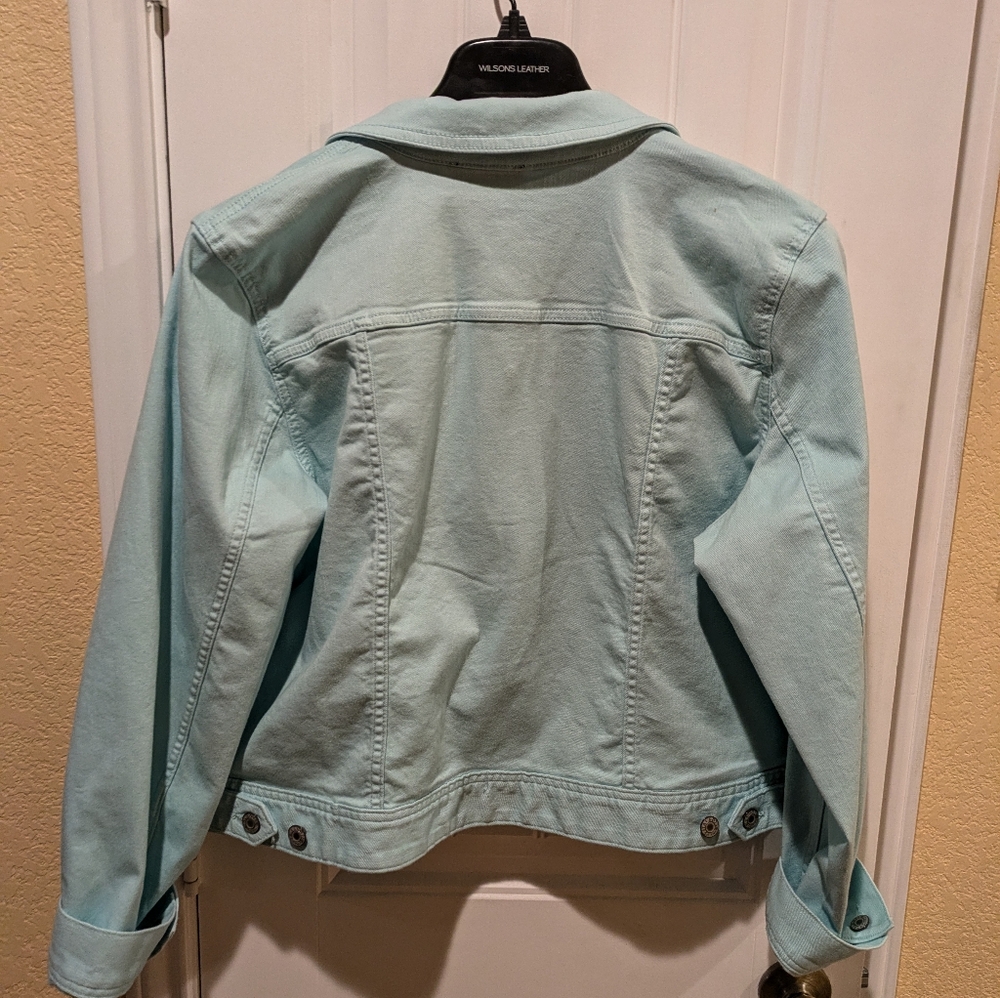 Talbots Stretch Jean Jacket   XL color Teal - Picture 16 of 16